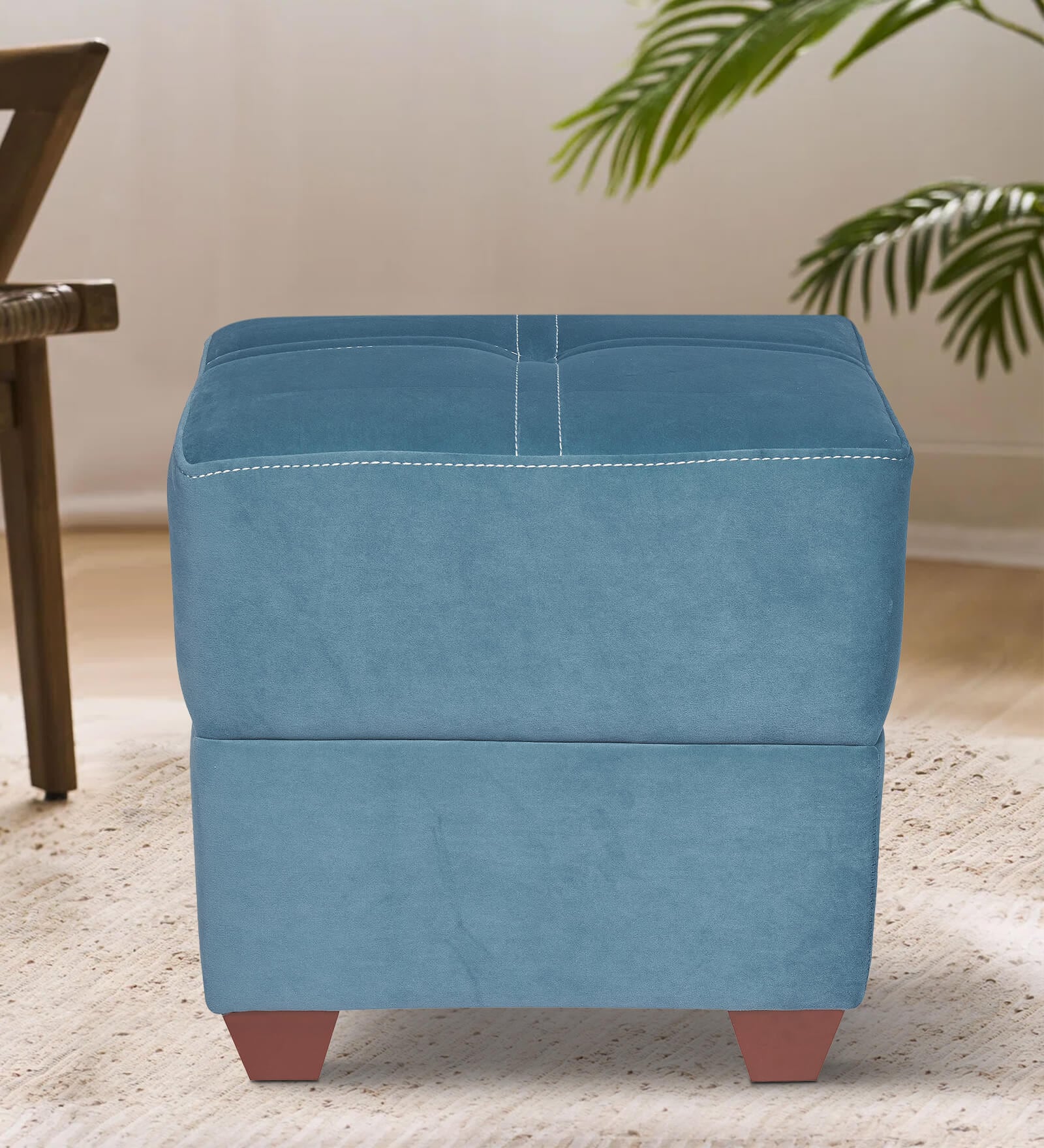 Posh Fabric Ottoman In Blue Colour
