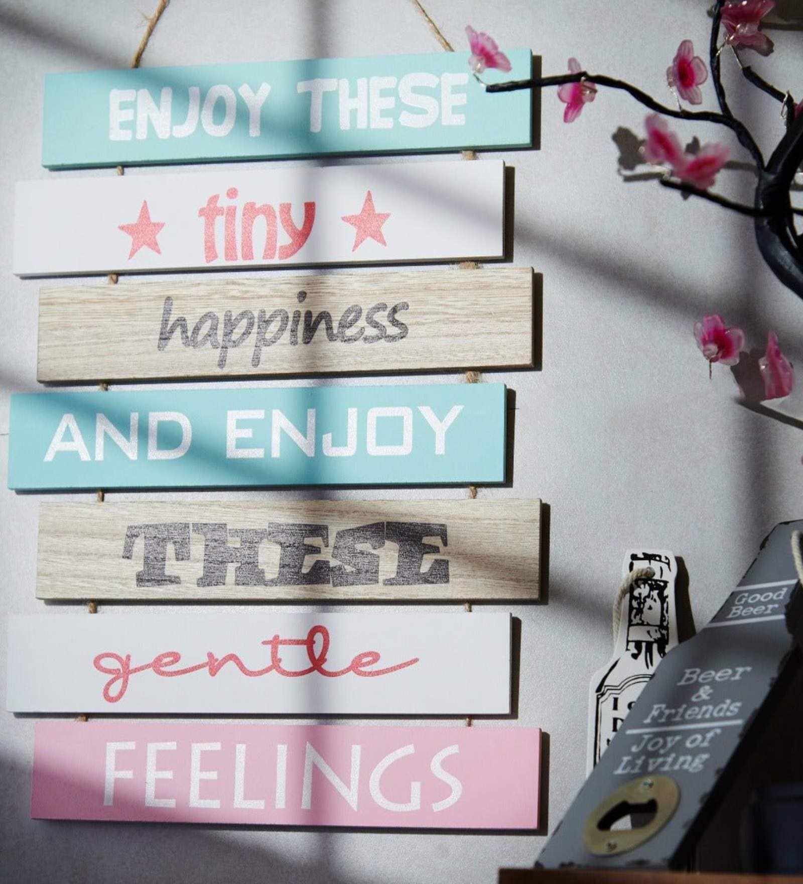 Enjoy These Tiny Happiness Positive Quotes Wall Hanging