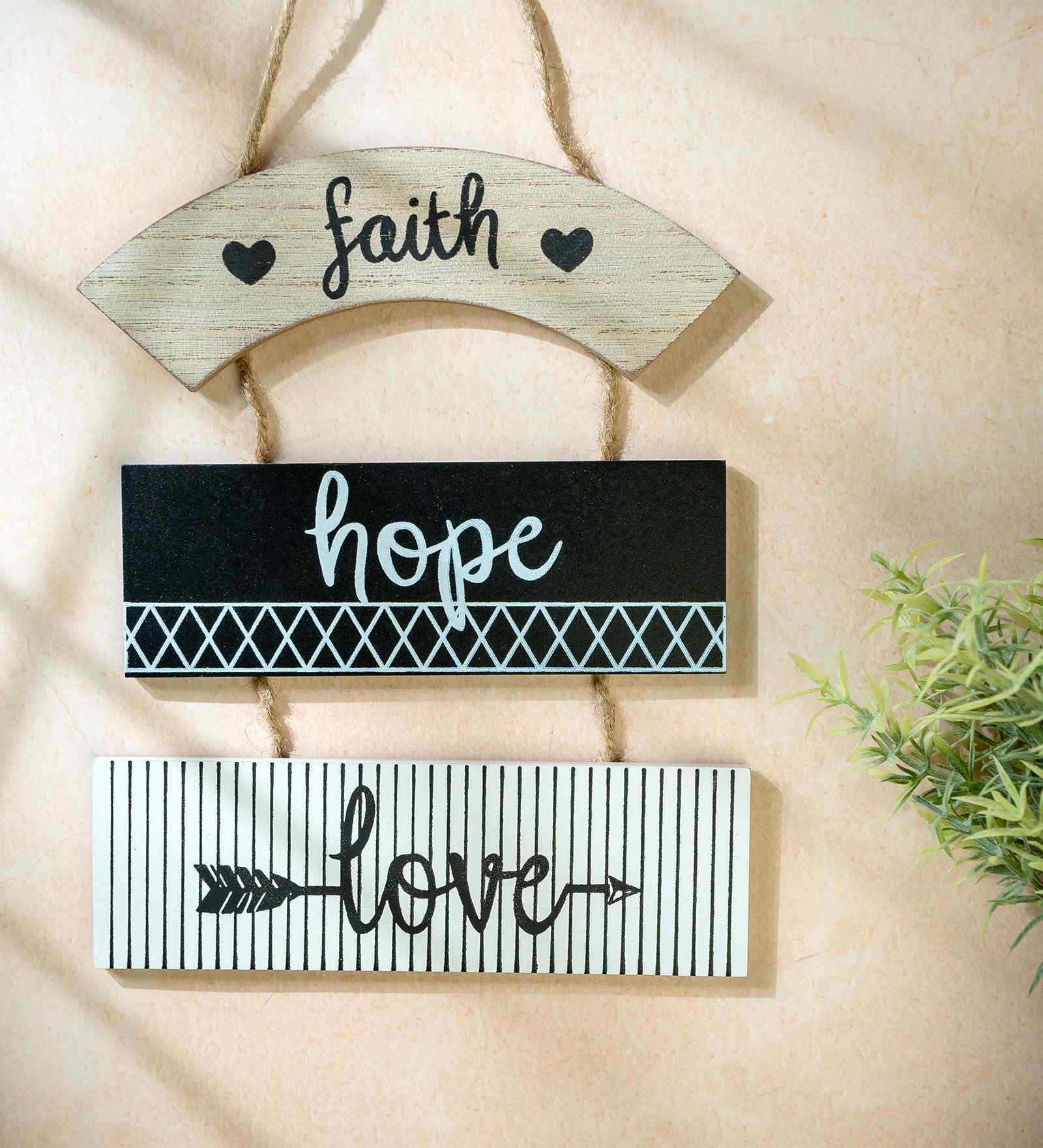 Faith Hope Love Positive Quotes Wall Hanging