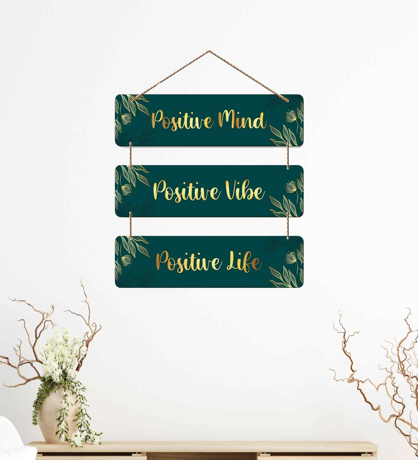 Positive Quotes Wooden Wall Hanging for Home-Positive Mind Vibe Life