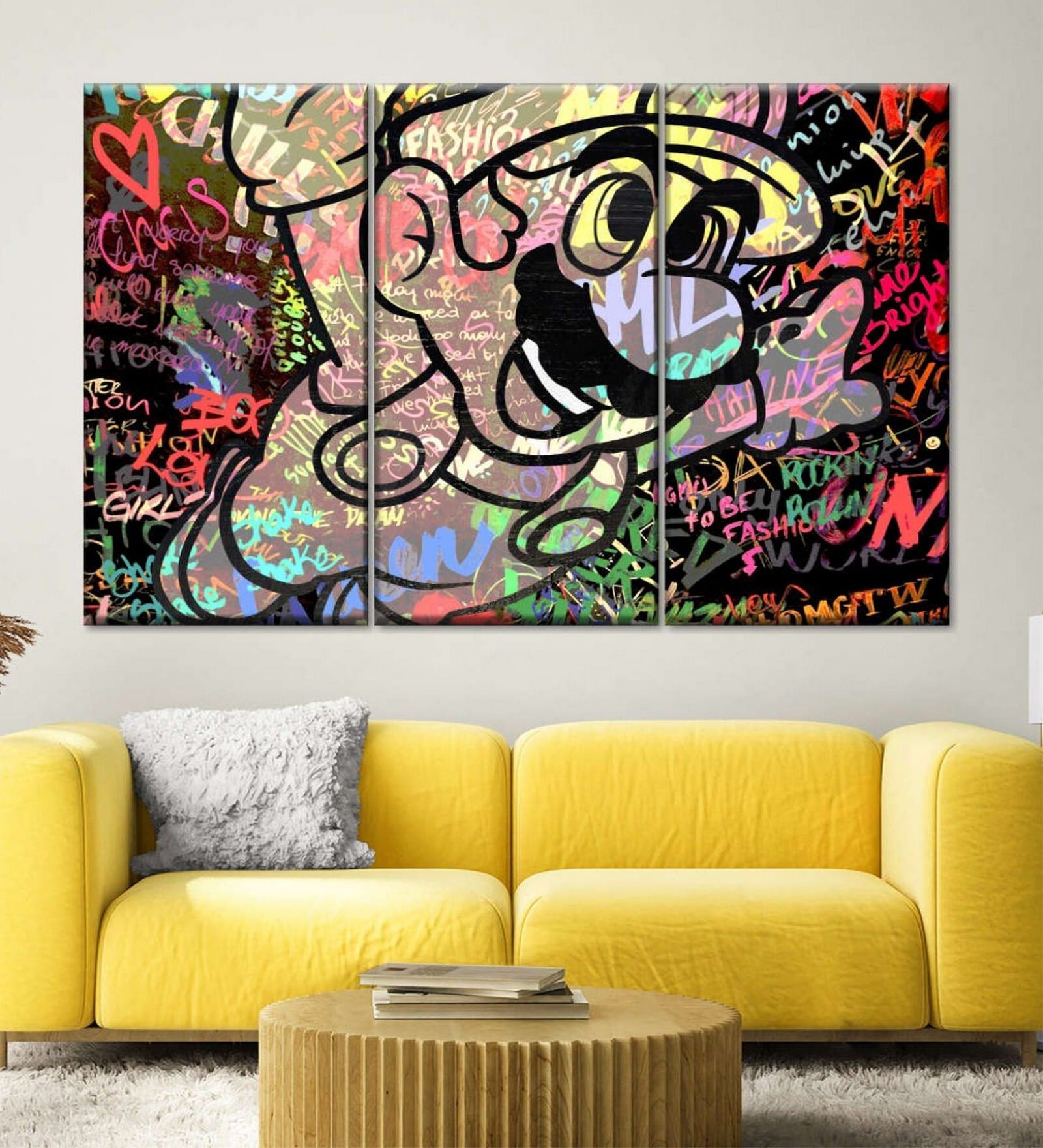 Black Red Super Mario Graffiti Printed Framed Wall Art Panels ( Set Of 3)