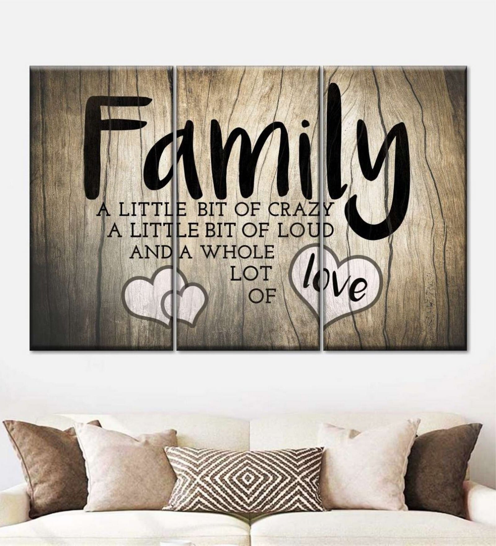 Brown Black Family Love Typography Panels Canvas Wall Art Panels ( Set Of 3)