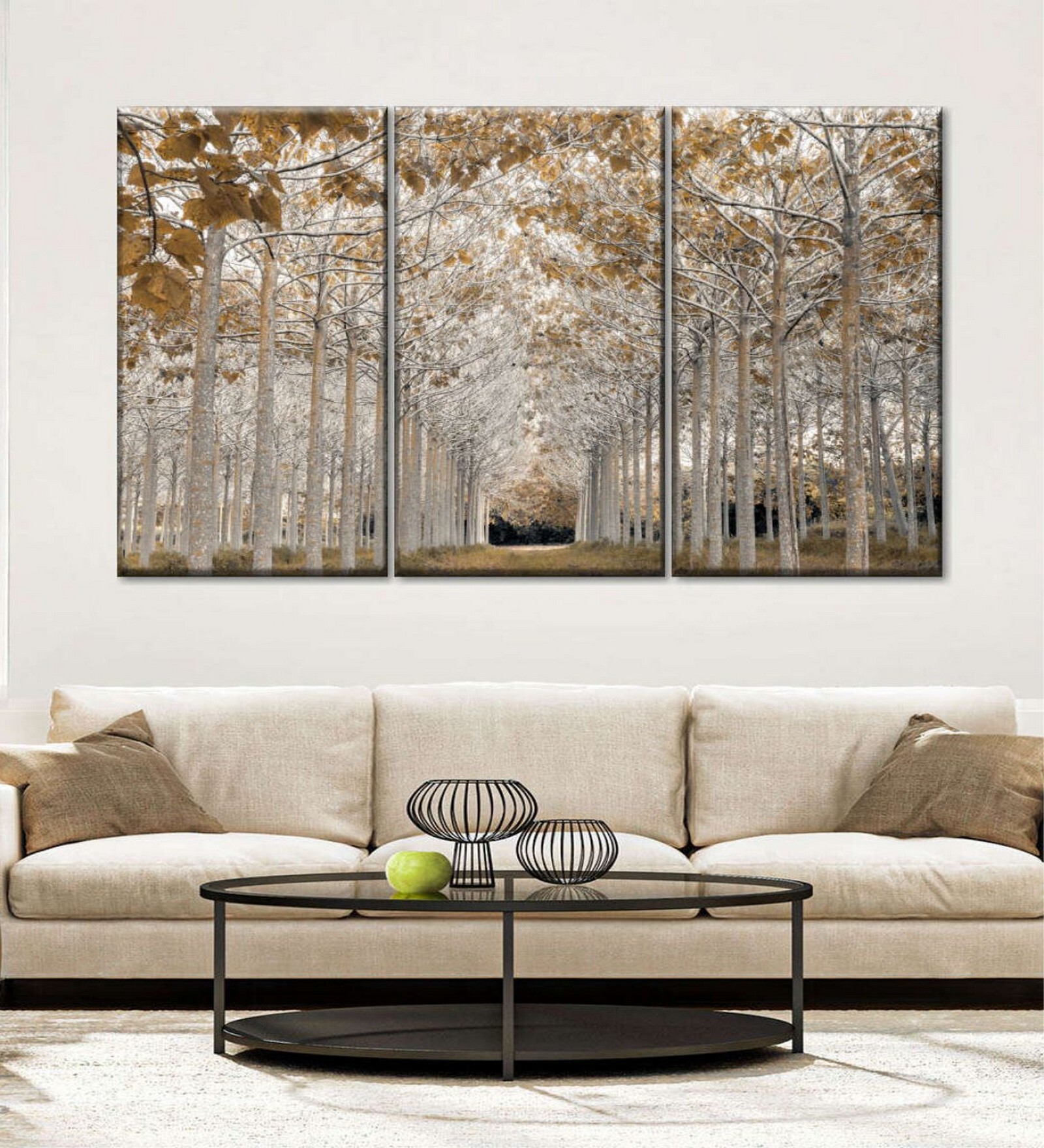 Green Beige Framed Wall Art Panels ( Set Of 3)