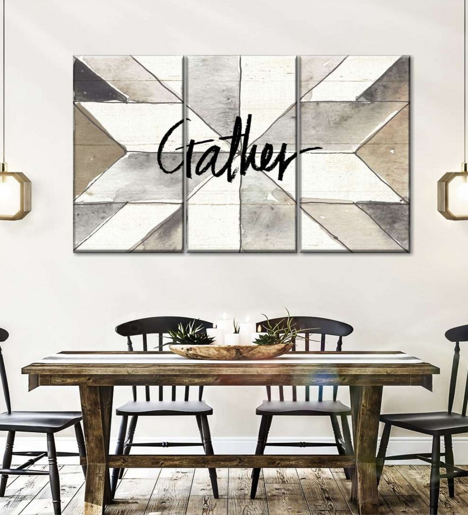 White Black Farm Memories Gather Framed Wall Art Panels ( Set Of 3)