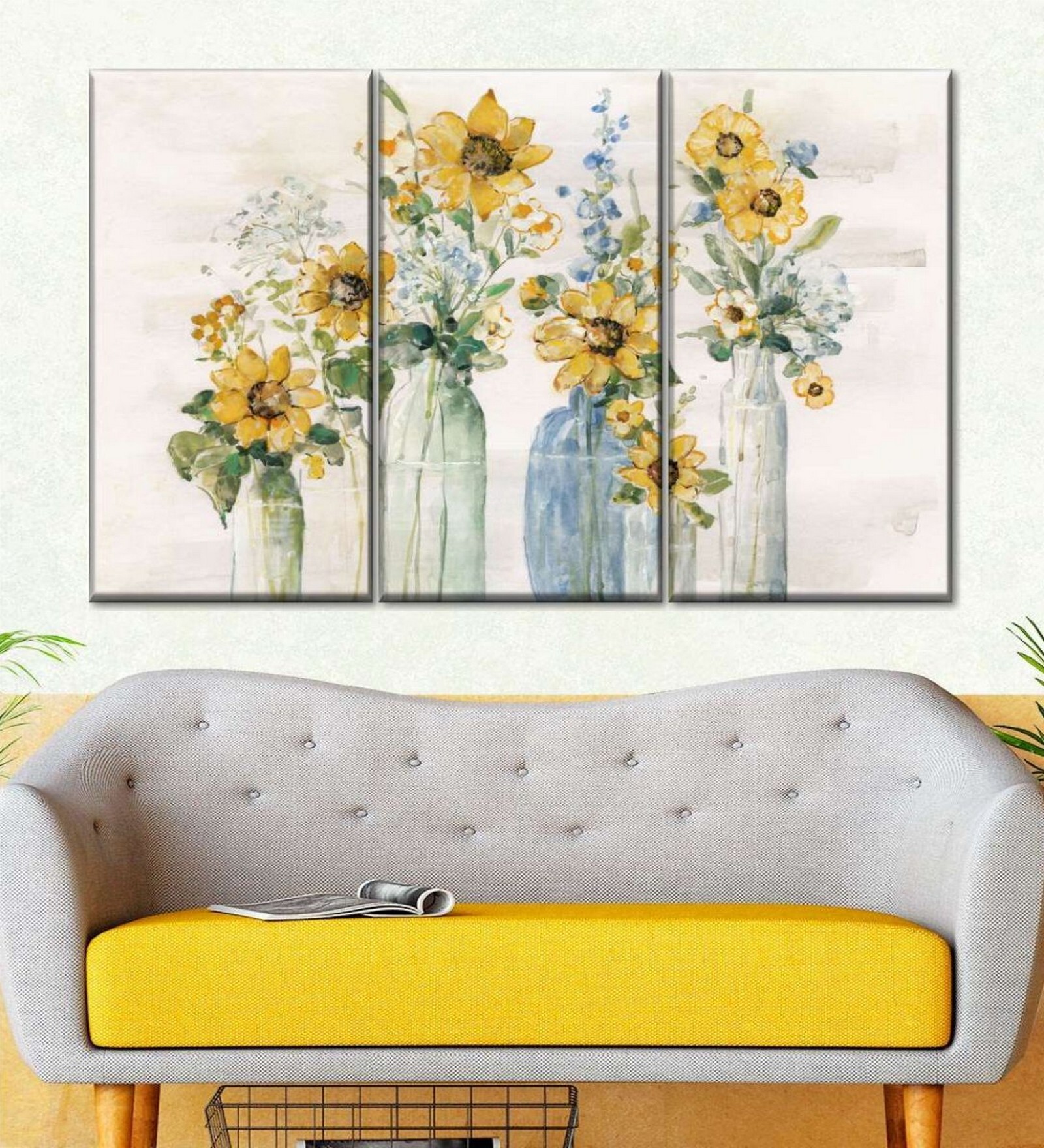 Yellow Sunflower Spectacular Wall Art Panels ( Set Of 3)