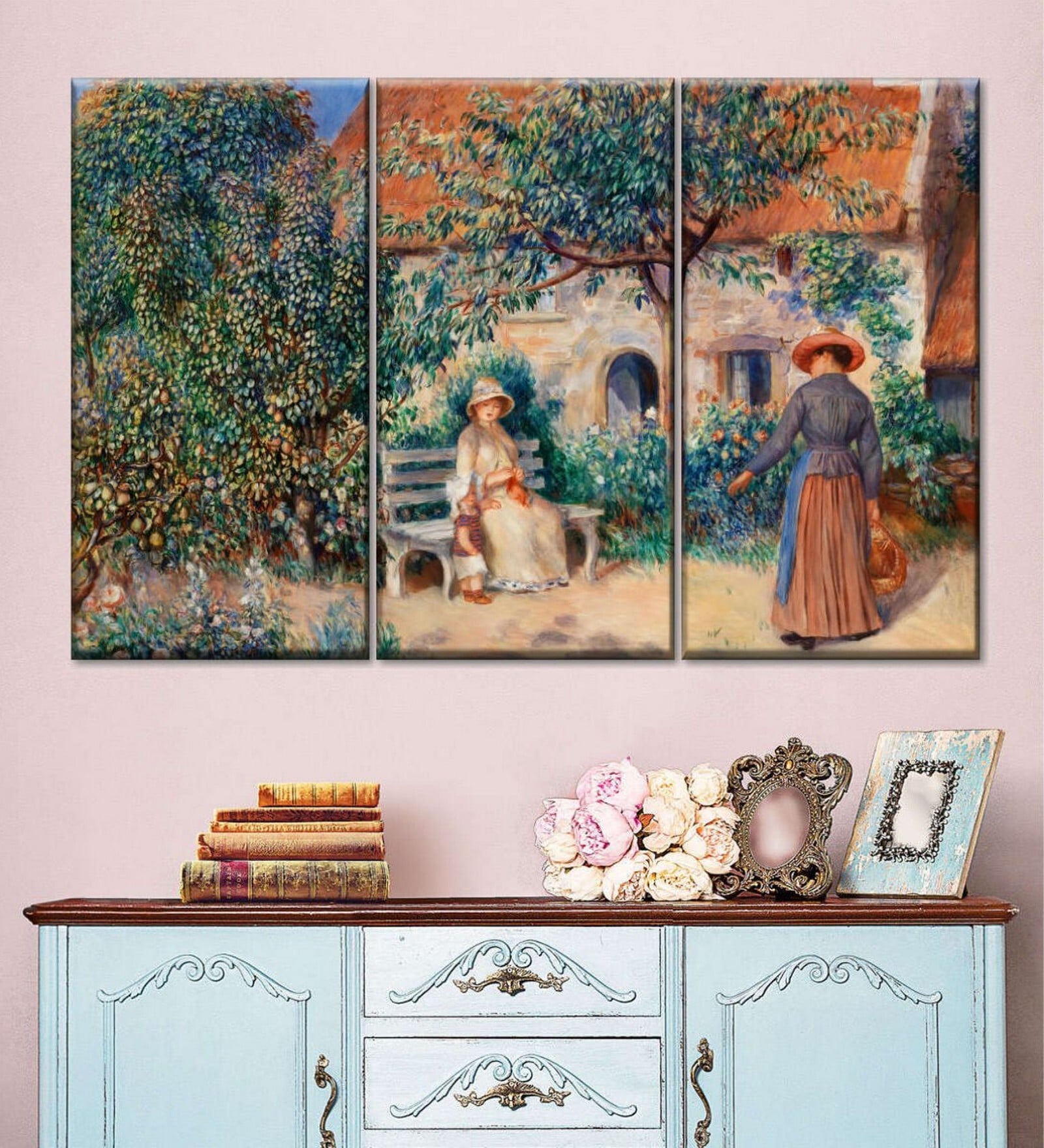 Green Beige Painting Wall Art Panels ( Set Of 3)