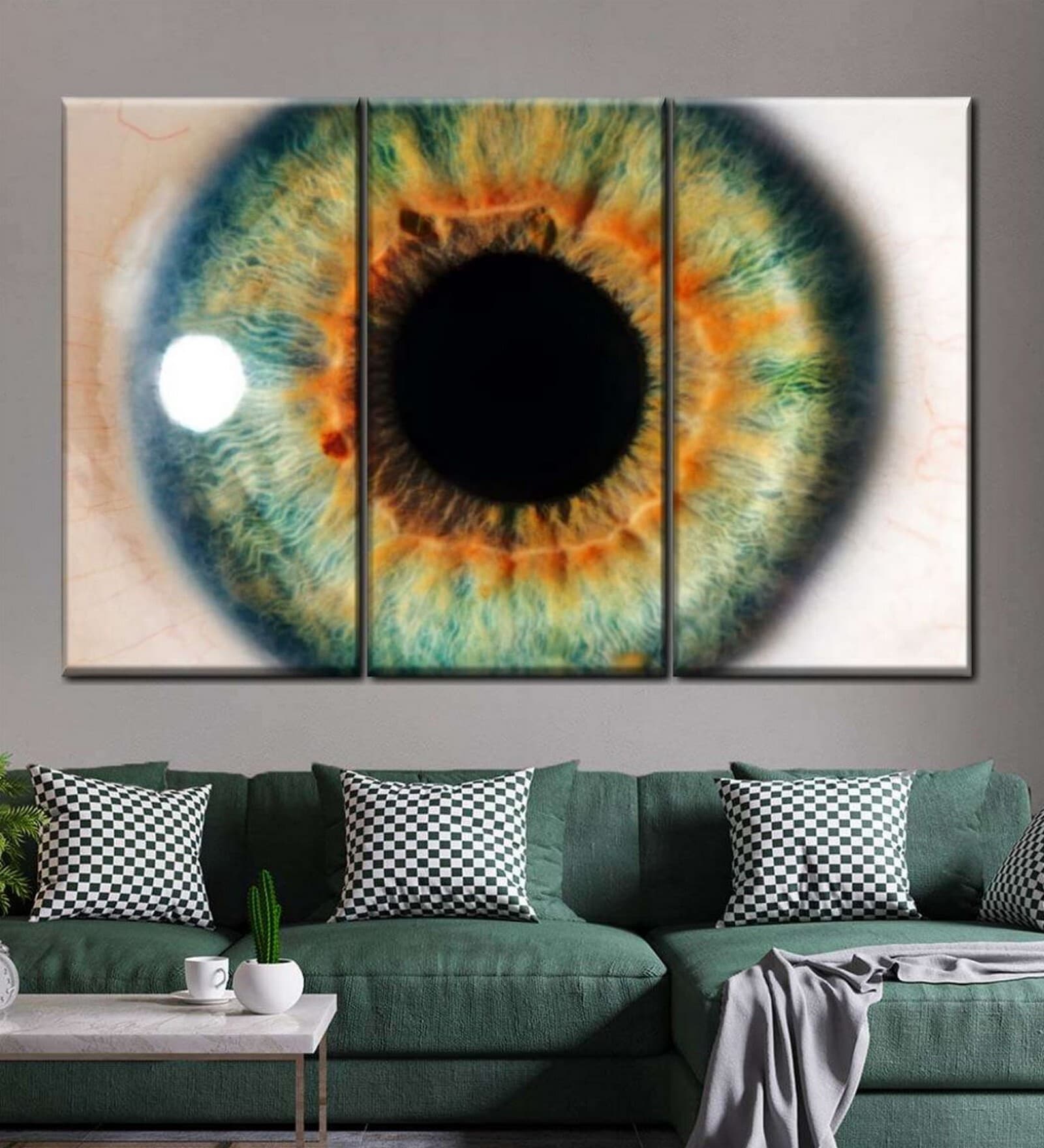 Green Eye Wall Art Panels ( Set Of 3)
