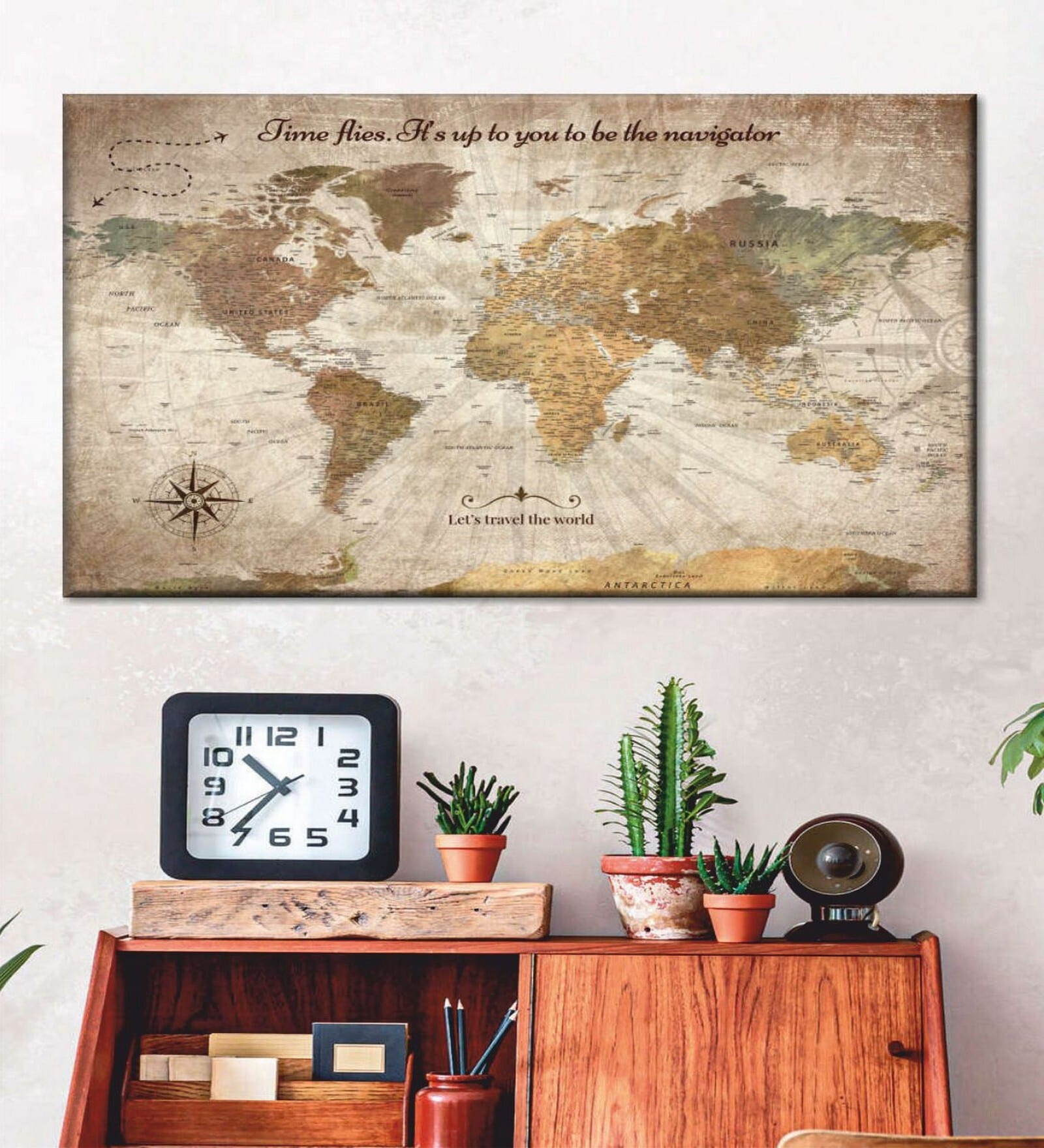 Beige Brown Framed Painting Wall Art