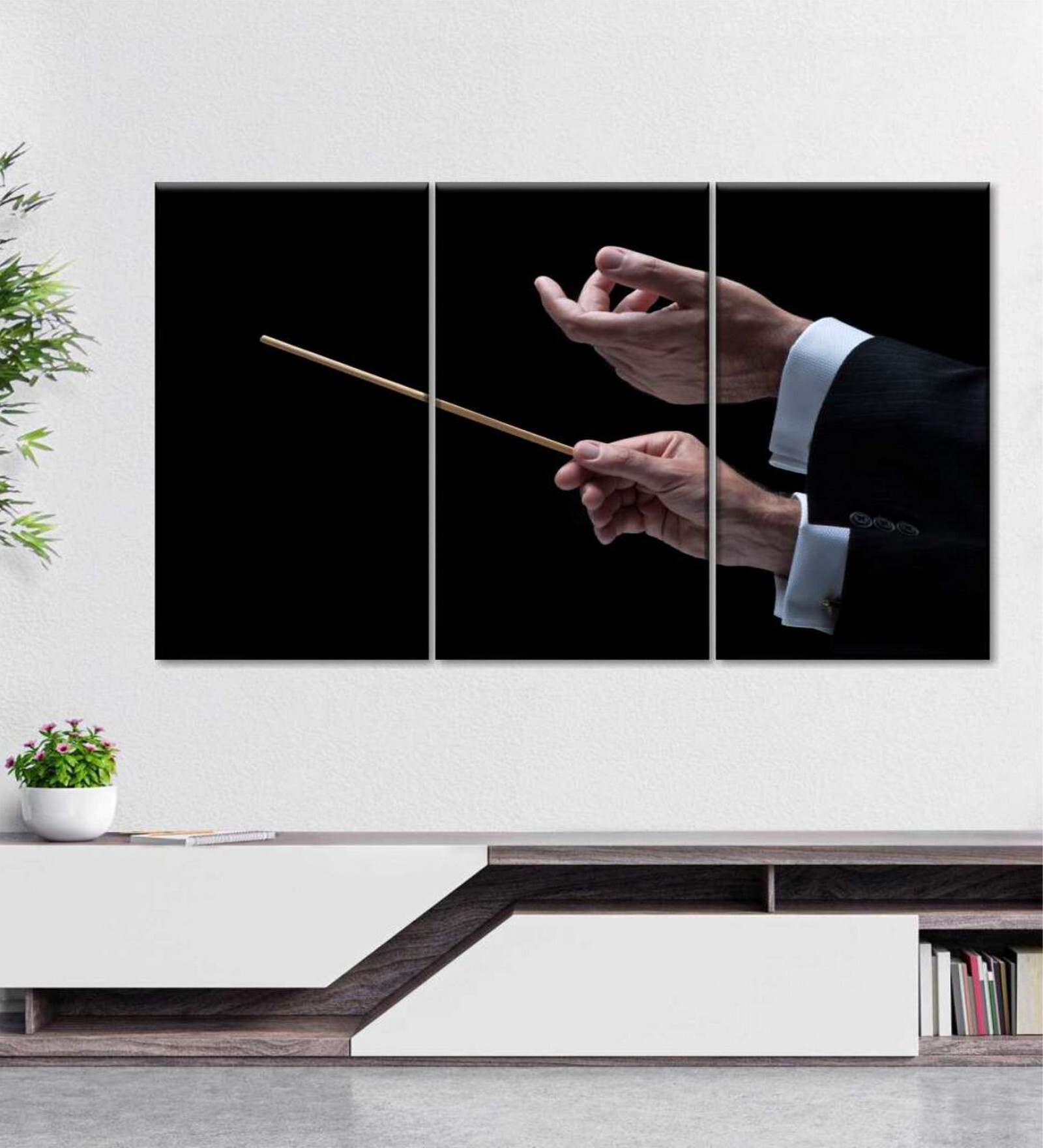 Black Brown Painting Wall Art Panels ( Set Of 3)