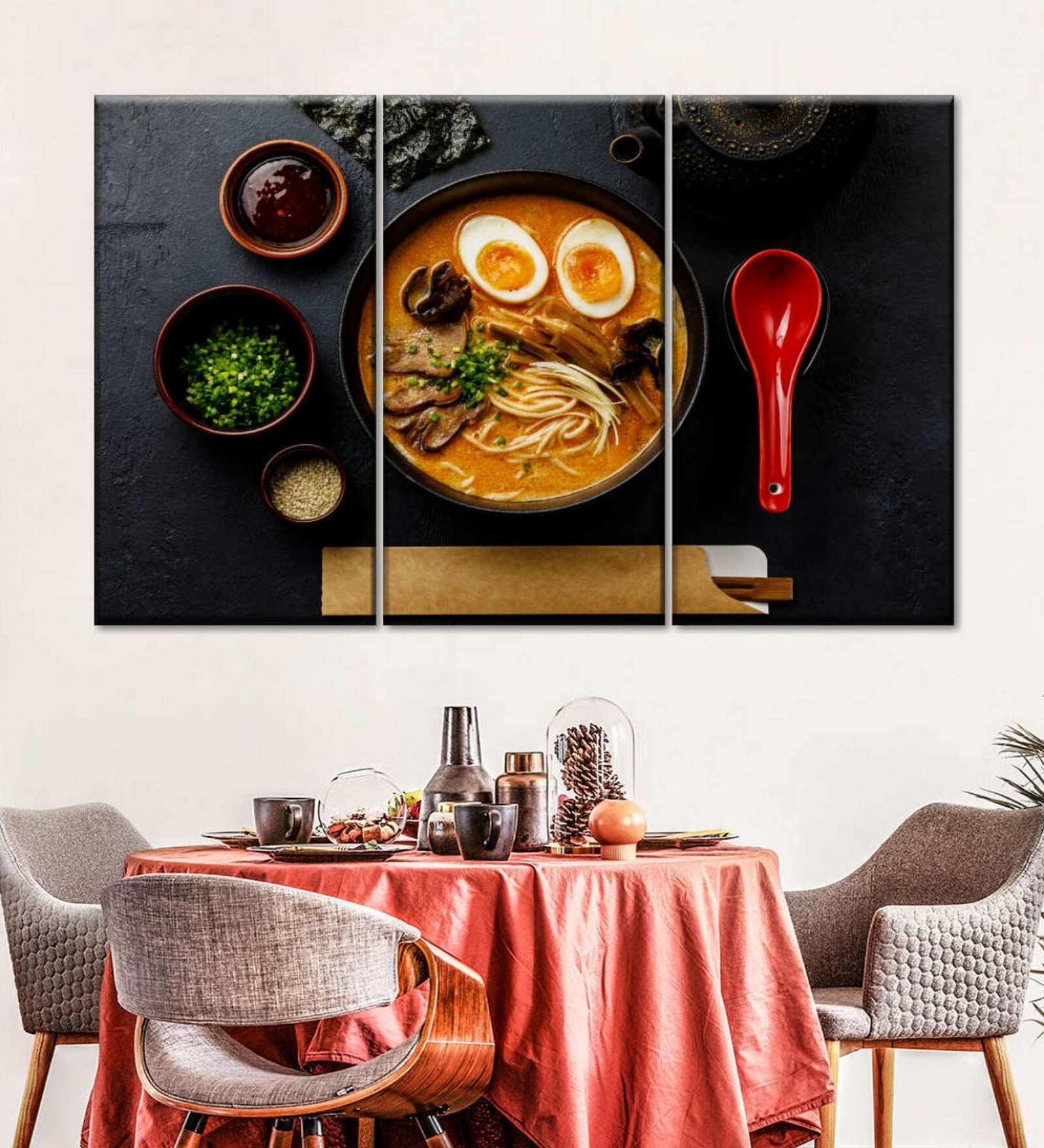 Black Beef Tongue Ramen Printed Framed Wall Art Panels ( Set Of 3)