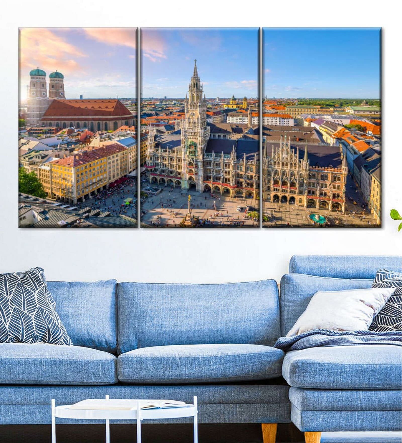 Brown Blue Painting Wall Art Panels ( Set Of 3)