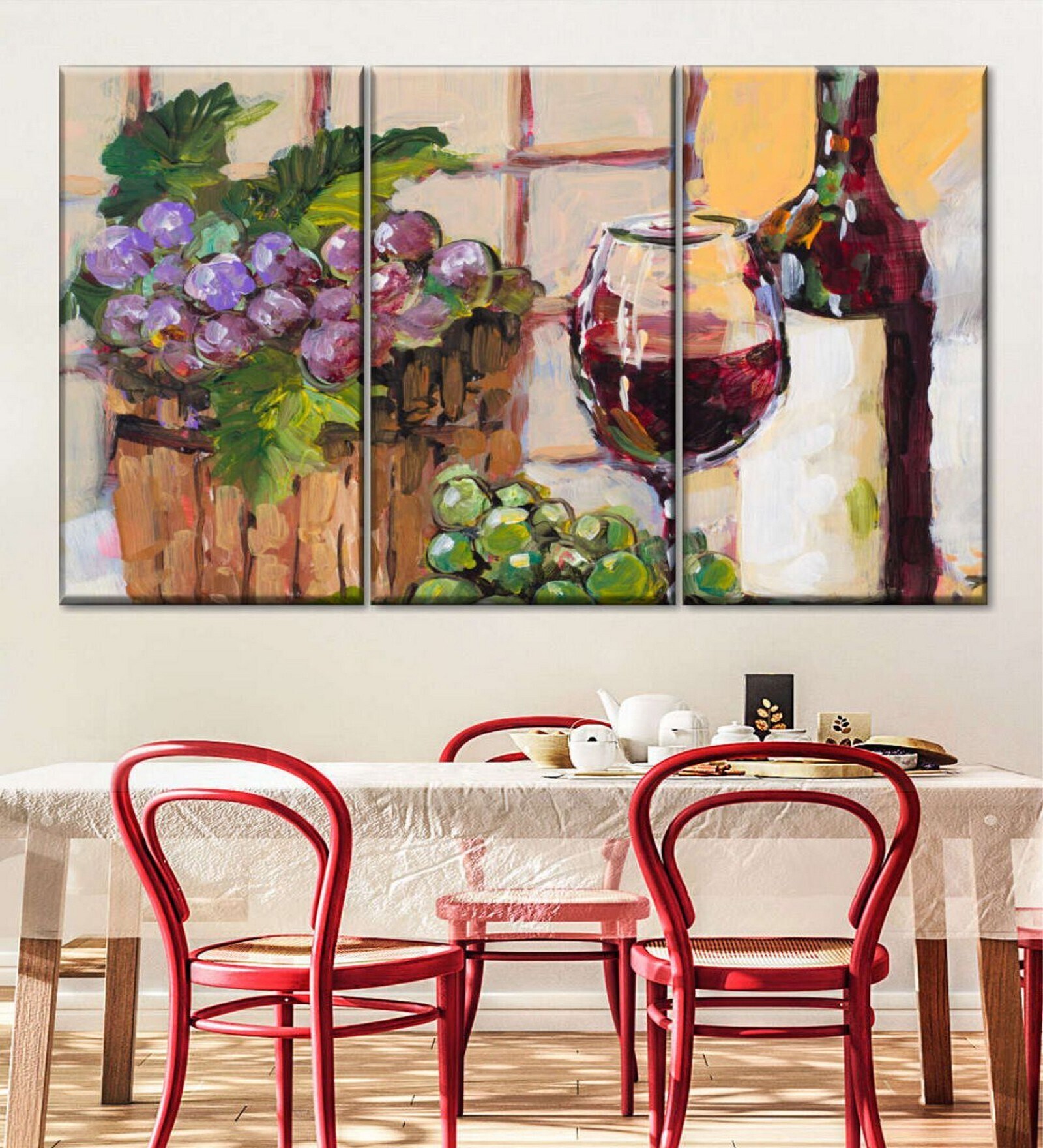 Brown Purple Classic Wine Still Life Framed Wall Paintings ( Set Of 3)