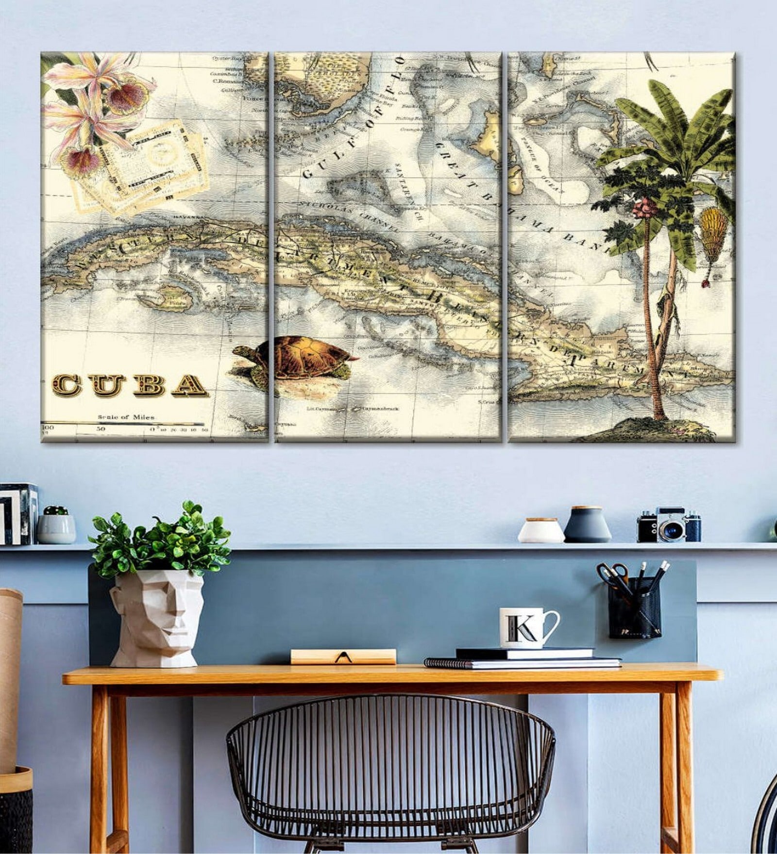 Green Beige Painting Wall Art Panels ( Set Of 3)