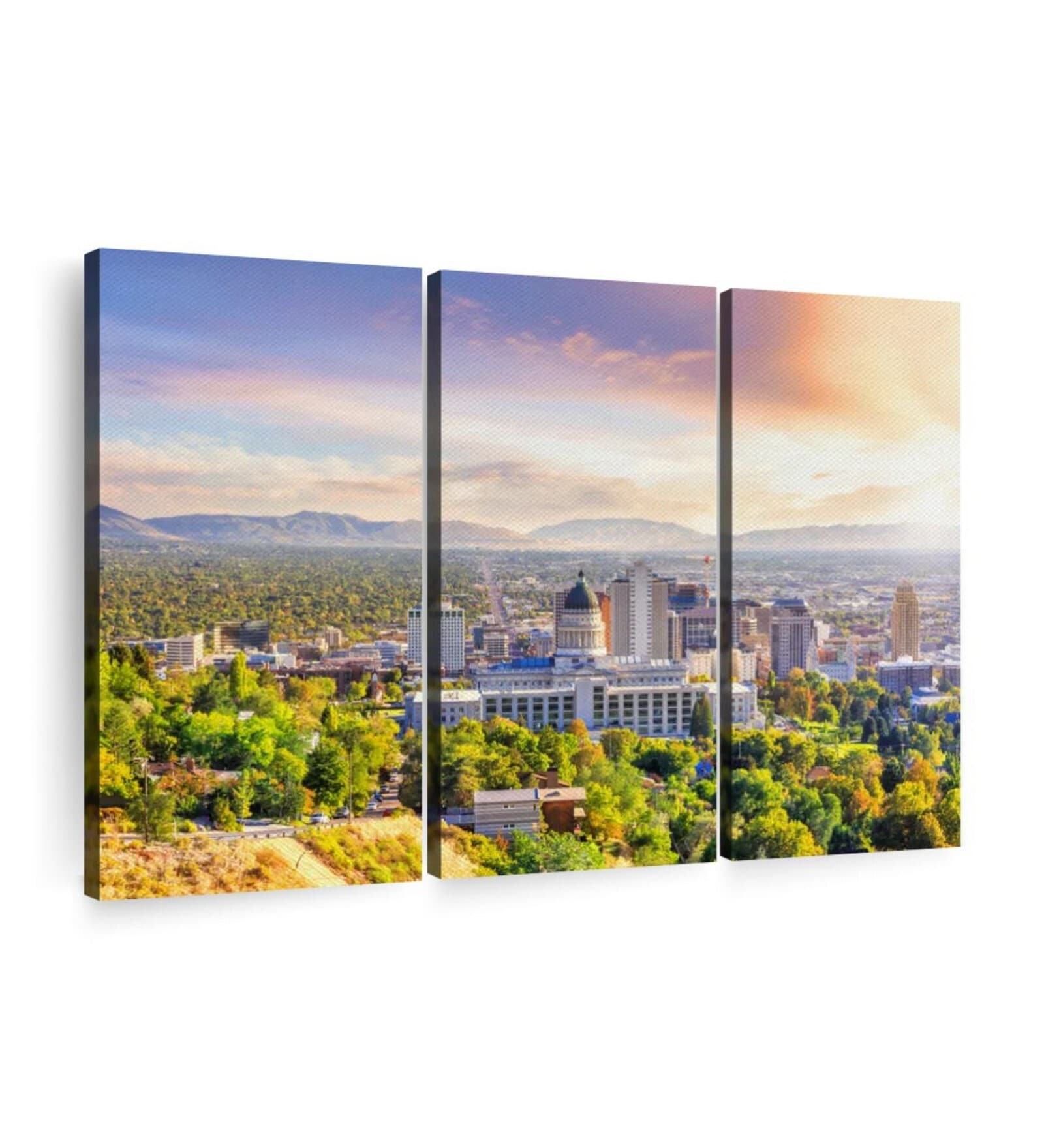 Green Blue Painting Wall Art Panels ( Set Of 3)