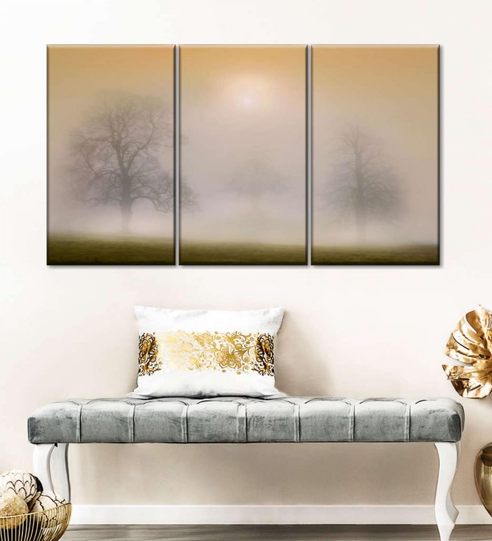 Grey Beige Forest Of Dreams Wall Art Panels ( Set Of 3)