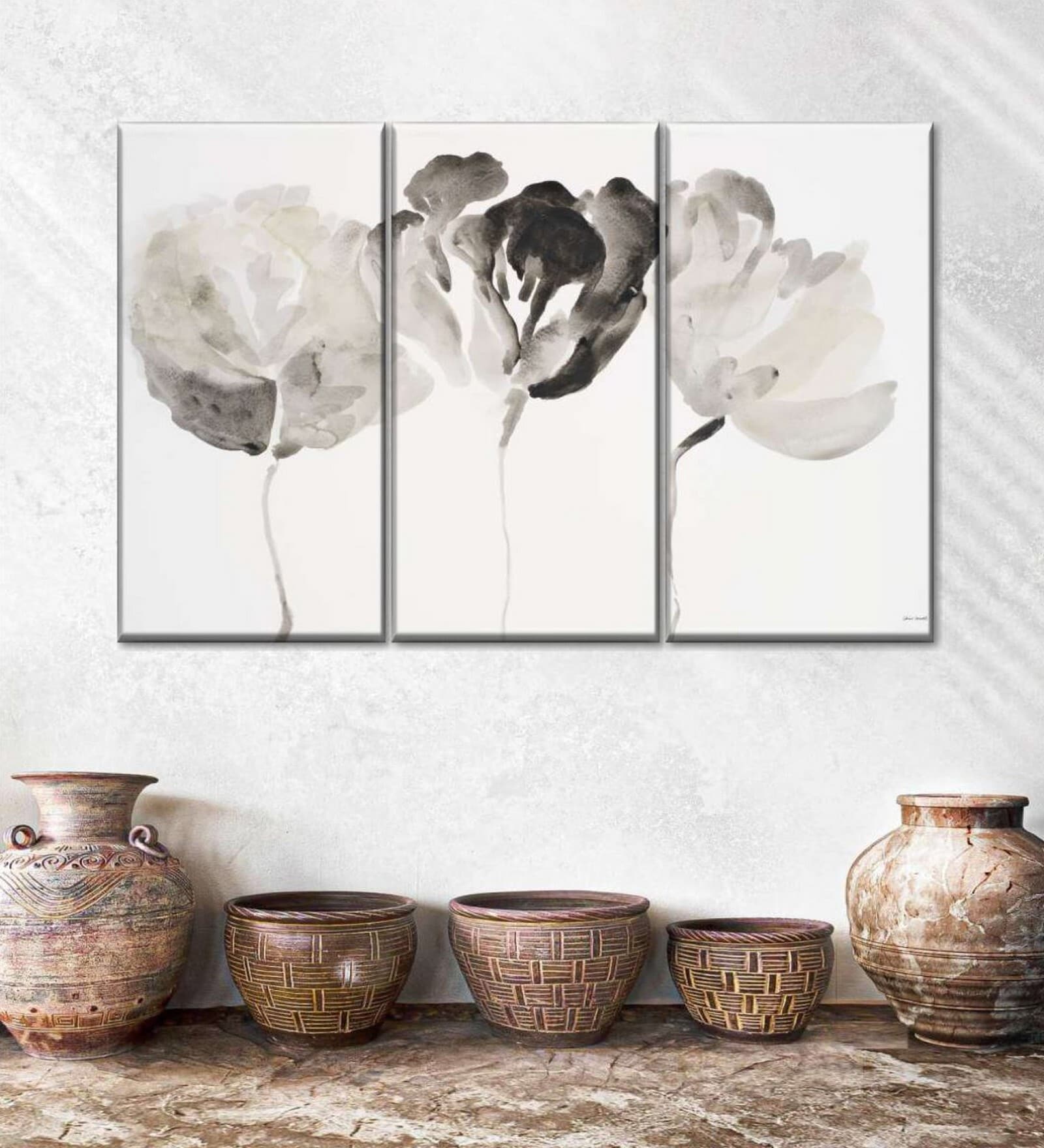 Grey Trio In Light Printed Framed Wall Art Panels ( Set Of 3)