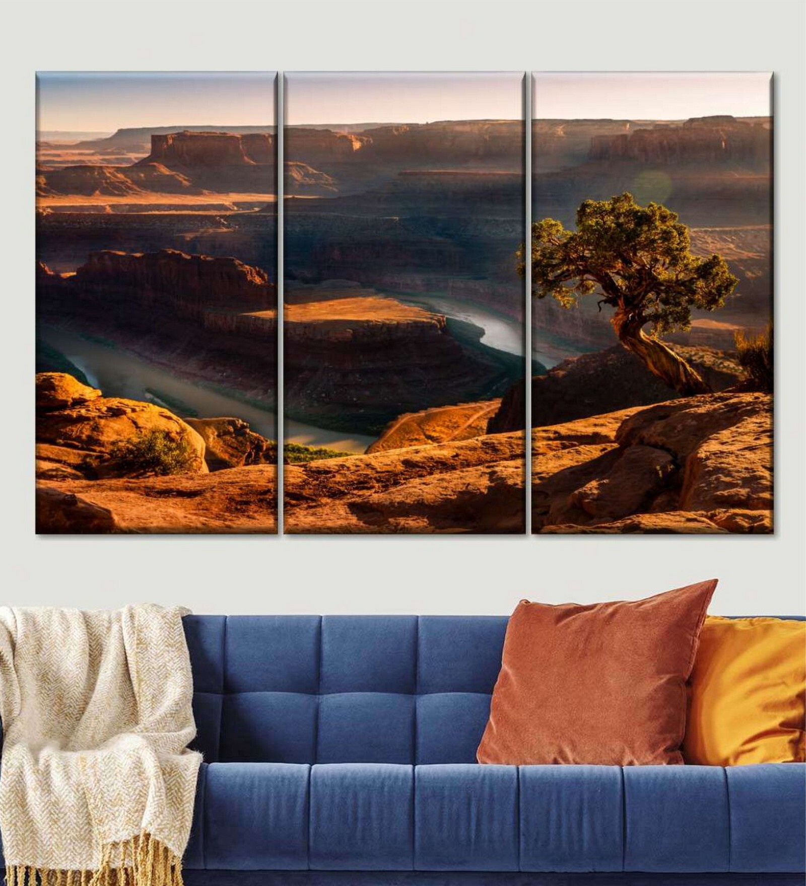 Red Black Dead Horse Point Overlook Painting Wall Art Panels ( Set Of 3)