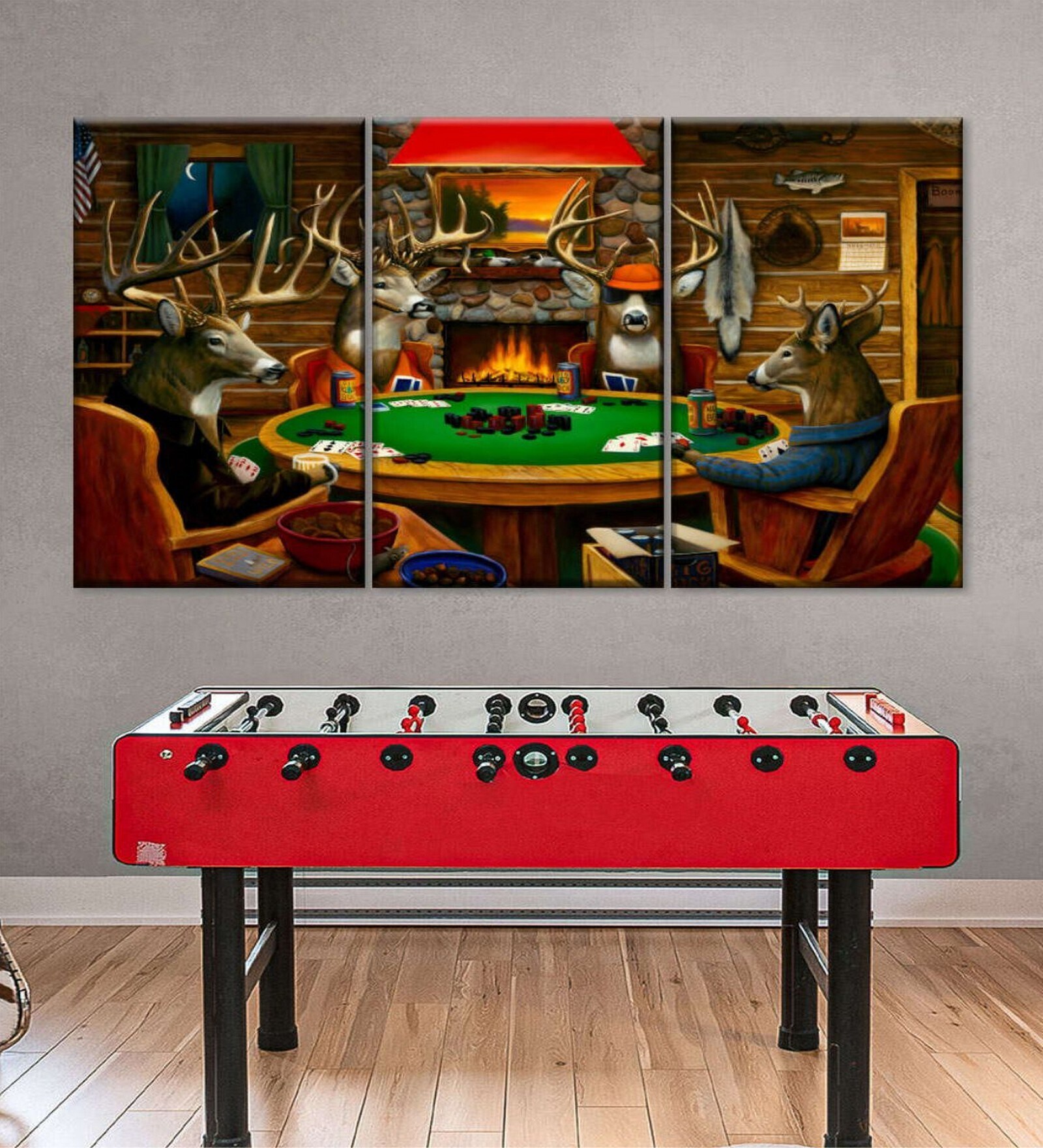 Red Green Painting Wall Art Panels ( Set Of 3)