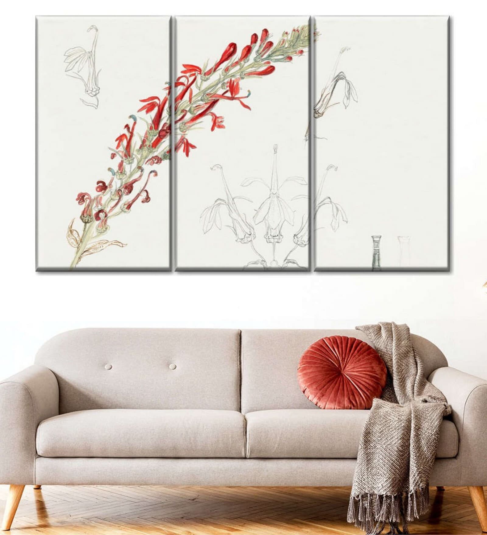 Red White Painting Wall Art Panels ( Set Of 3)
