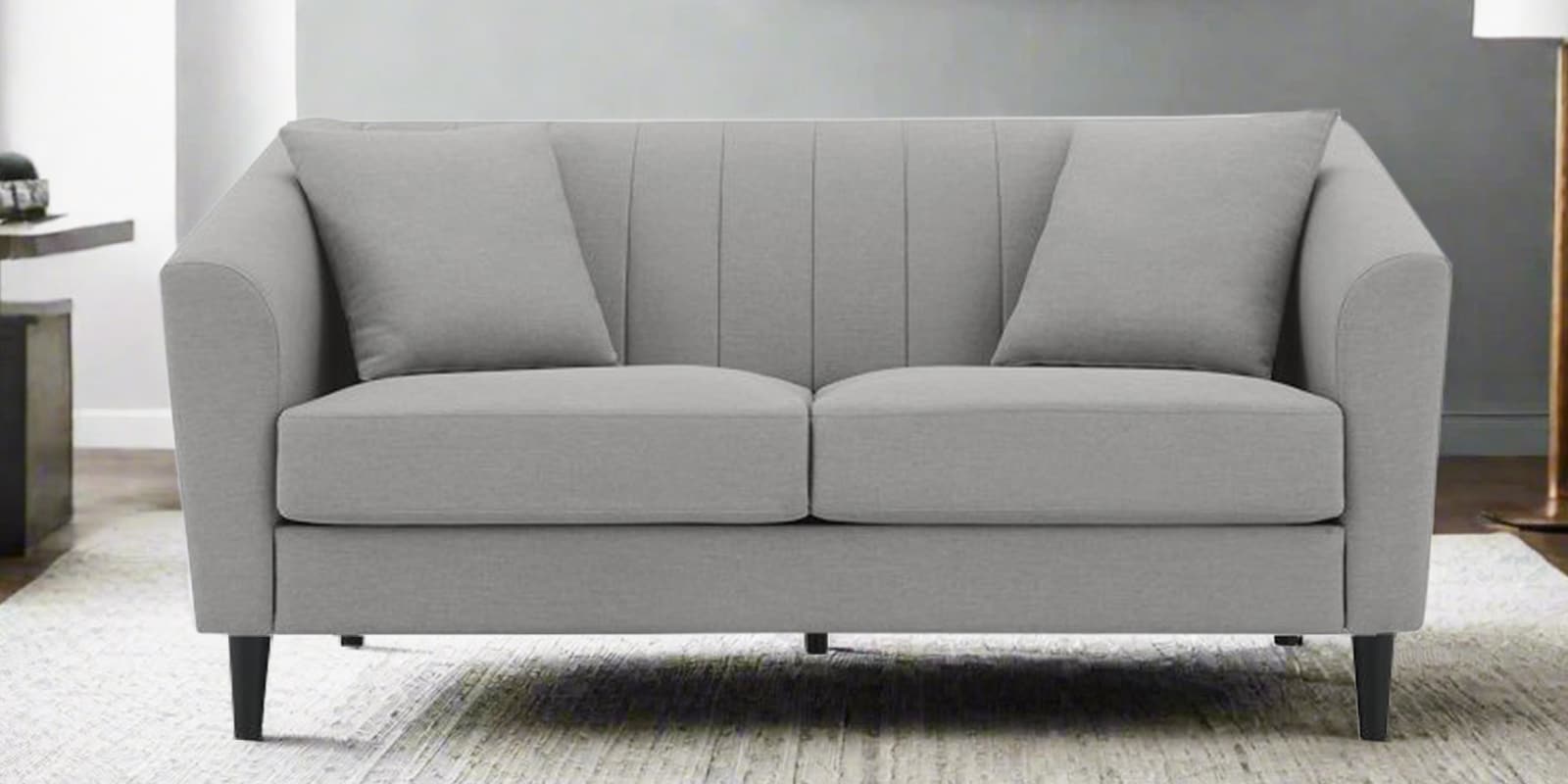 Polon Fabric 2 Seater Sofa In Light Grey Colour
