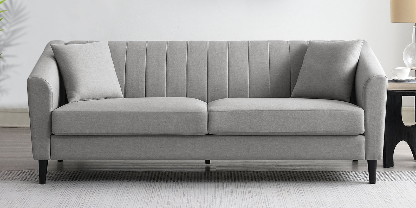 Polon Fabric 3 Seater Sofa In Light Grey Colour