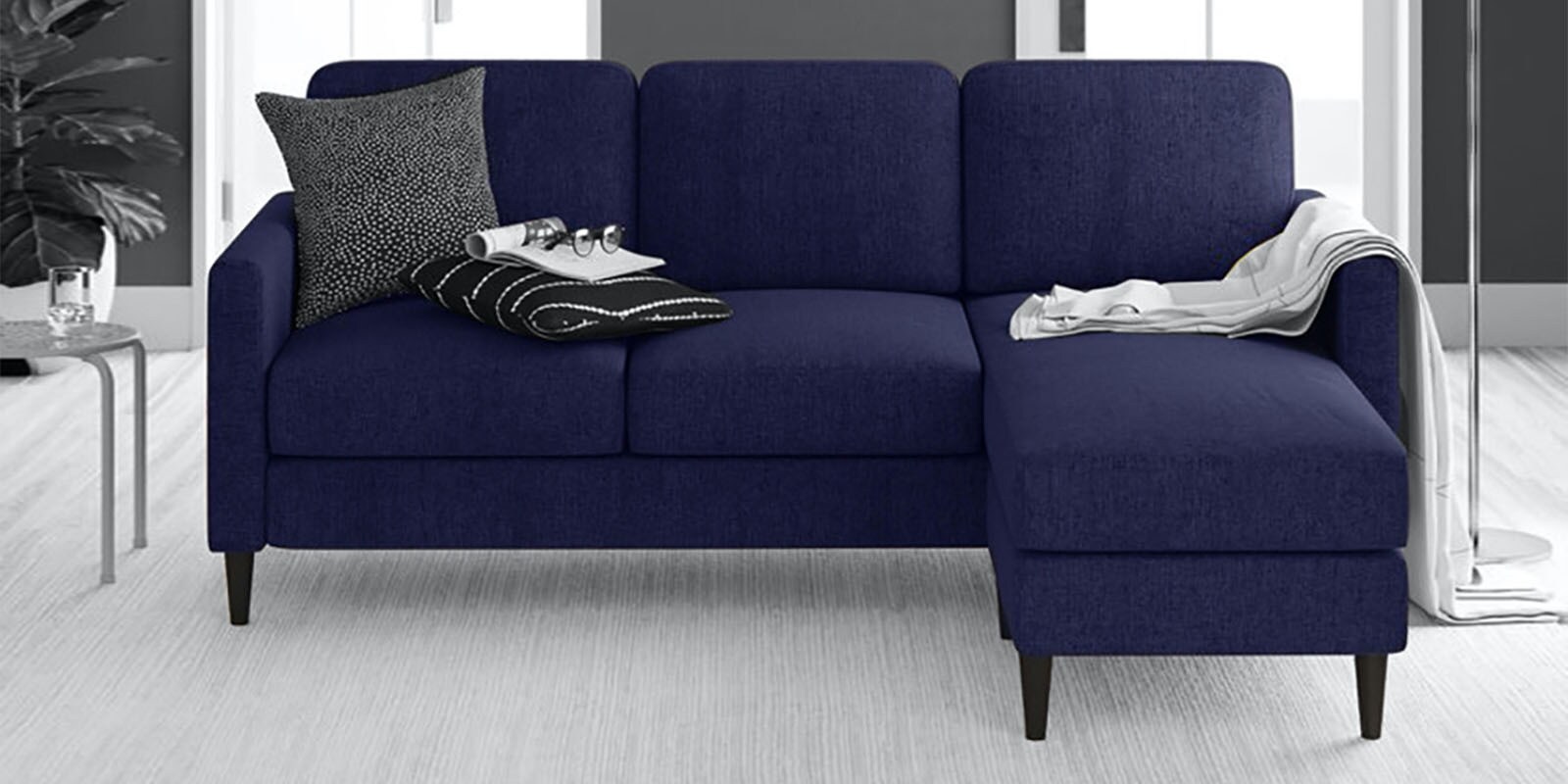 Buy Romie LHS 4 Seater Sectional Sofa In Royal Blue Colour At 72 OFF   Pora Rhs 4 Seater Sectional Sofa In Blue Colour By Febonic Pora Rhs 4 Seater Sectional Sofa In Blue  Qrysr2 