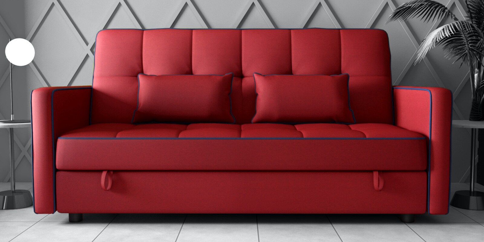 Buy Porto Sofa Cum Bed in Maroon Colour CasaCraft By Pepperfry Online