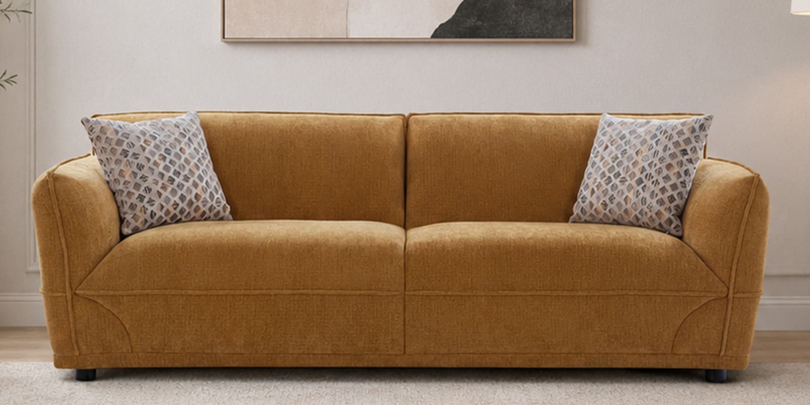 Portugal Fabric 3 Seater Sofa in Brown Colour Portugal Fabric 3 Seater Sofa in Brown Colour