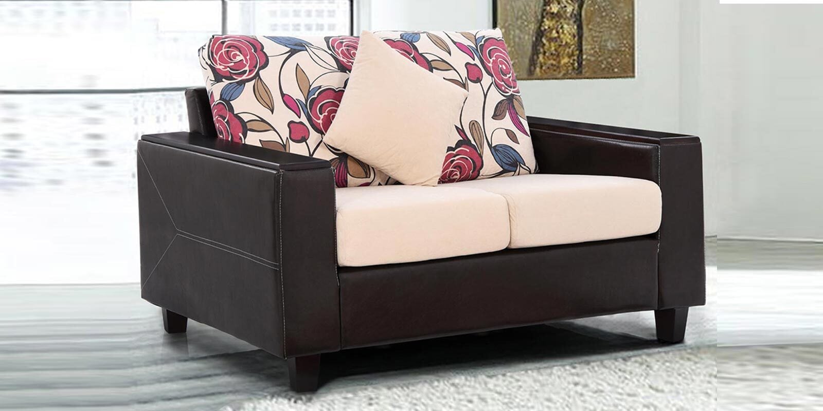 Revive Fabric 2 Seater Sofa in Brown Color