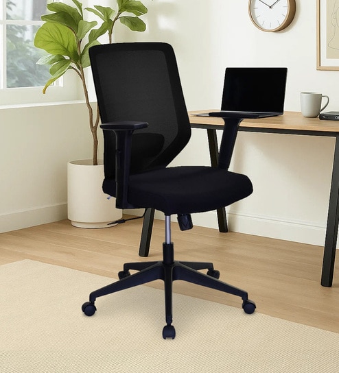Poise Mid Back Office Chair In Black Colour