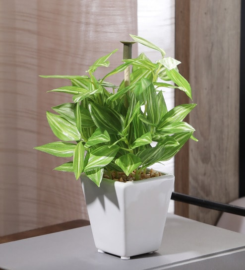 Fabric Hide Green Bonsai With Pot Artificial Plants