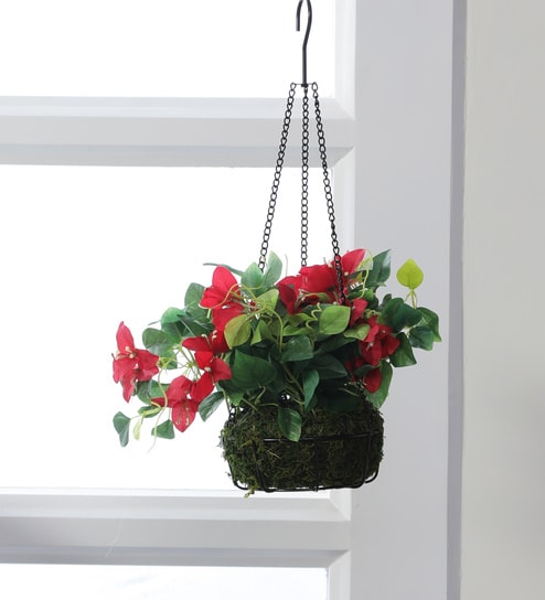 Fabric Pink Bougainvillea Flower Hanging Creepers Artificial Plants