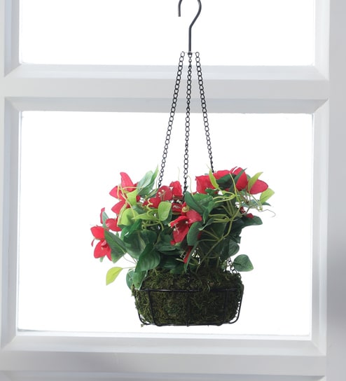 Fabric Red Bougainvillea Flower Hanging Creepers Artificial Plants