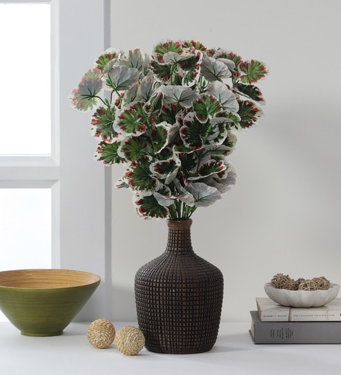 Fabric White Begonia Set Of 2 Artificial Plants