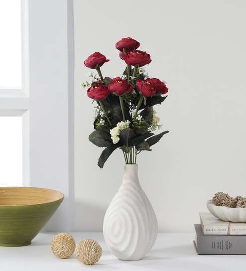 Red Fabric Exclusive Peony Bunch Artificial Flowers