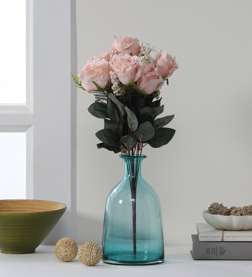 Peach Fabric Splendacious Rose Bunch Artificial Flowers