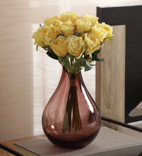 Yellow Fabric Exquisite Rose Artificial Flowers