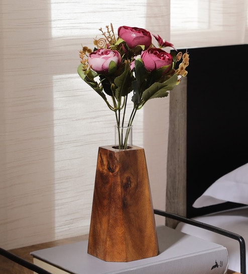 Maroon Fabric Artificial Stunning Peony Flower Bunch