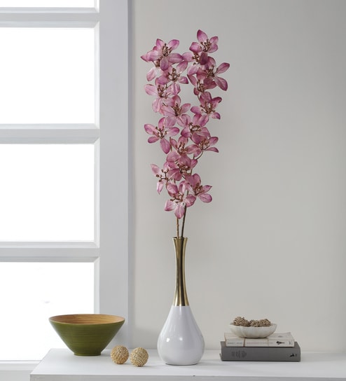 Pink Polyester Glitterin Forsythia Artificial Flowers