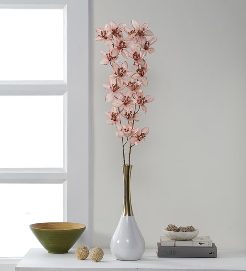 Pink Polyester Glittering Forsythia Artificial Flowers