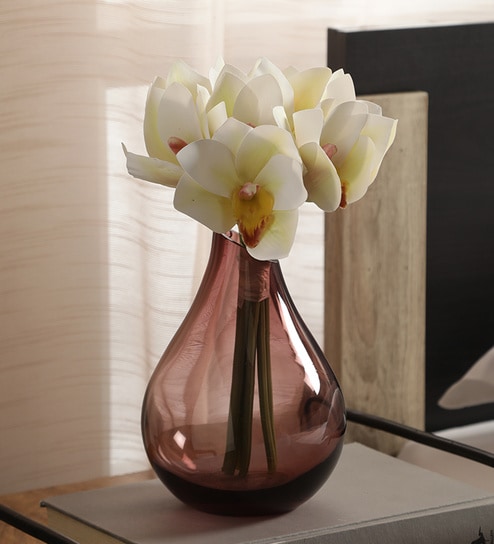 White Polyester Radiant Orchid Artificial Flowers