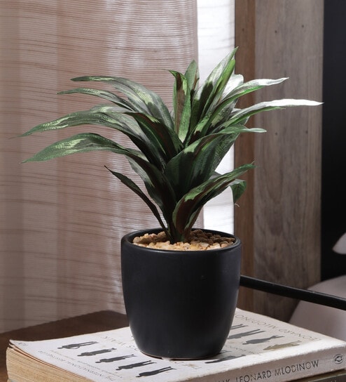 Fabric Brown Dracaena Bonsai With Ceramic Pot Artificial Plants