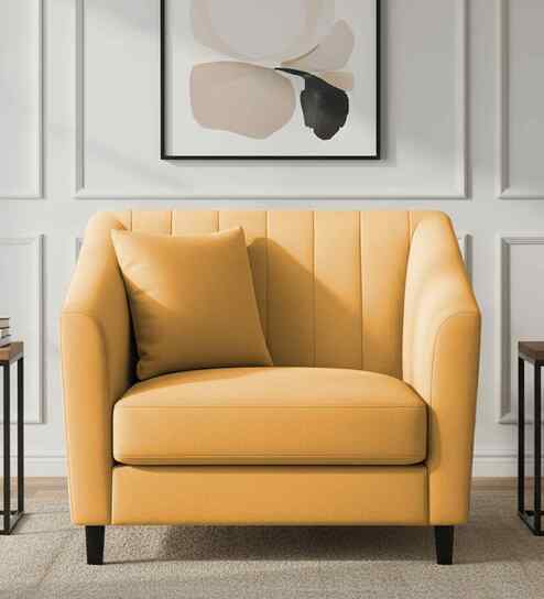 Polon Fabric 1 Seater Sofa In Corn Yellow Color