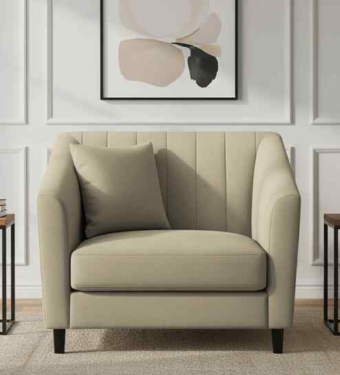 Polon Fabric 1 Seater Sofa In Honey Beige Color