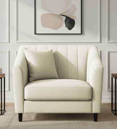 Polon Fabric 1 Seater Sofa In Maple Cream Color
