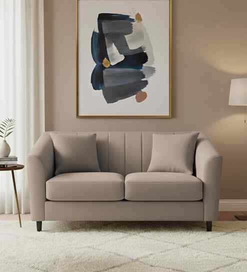 Polon Fabric 2 Seater Sofa In Hazel Beige Color