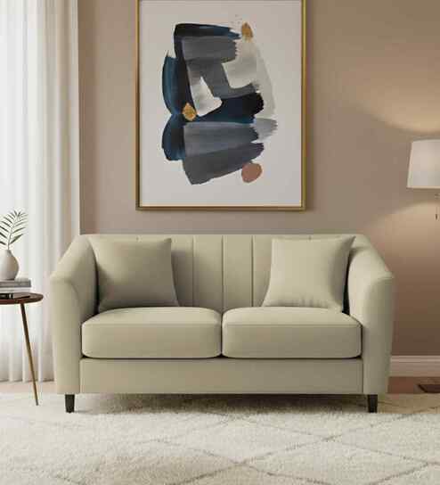 Polon Fabric 2 Seater Sofa In Honey Beige Color