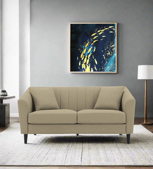 Polon Fabric 2 Seater Sofa In Honey Beige Colour