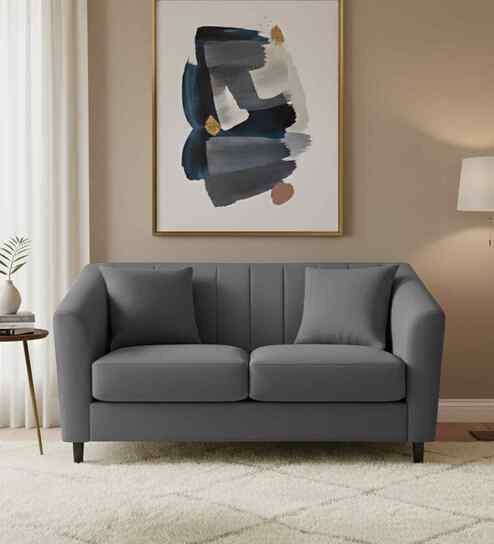 Polon Fabric 2 Seater Sofa In Stone Grey Color