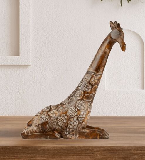 Brown Poly Resin Giraffe Showpiece